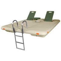 8'X10' Beige Otter Island Swim Raft Complete-Green Seats